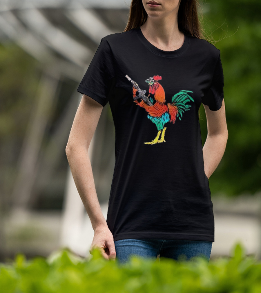 Black Rifle Coffee Tacticock Colorful Armed Rooster T-Shirt
