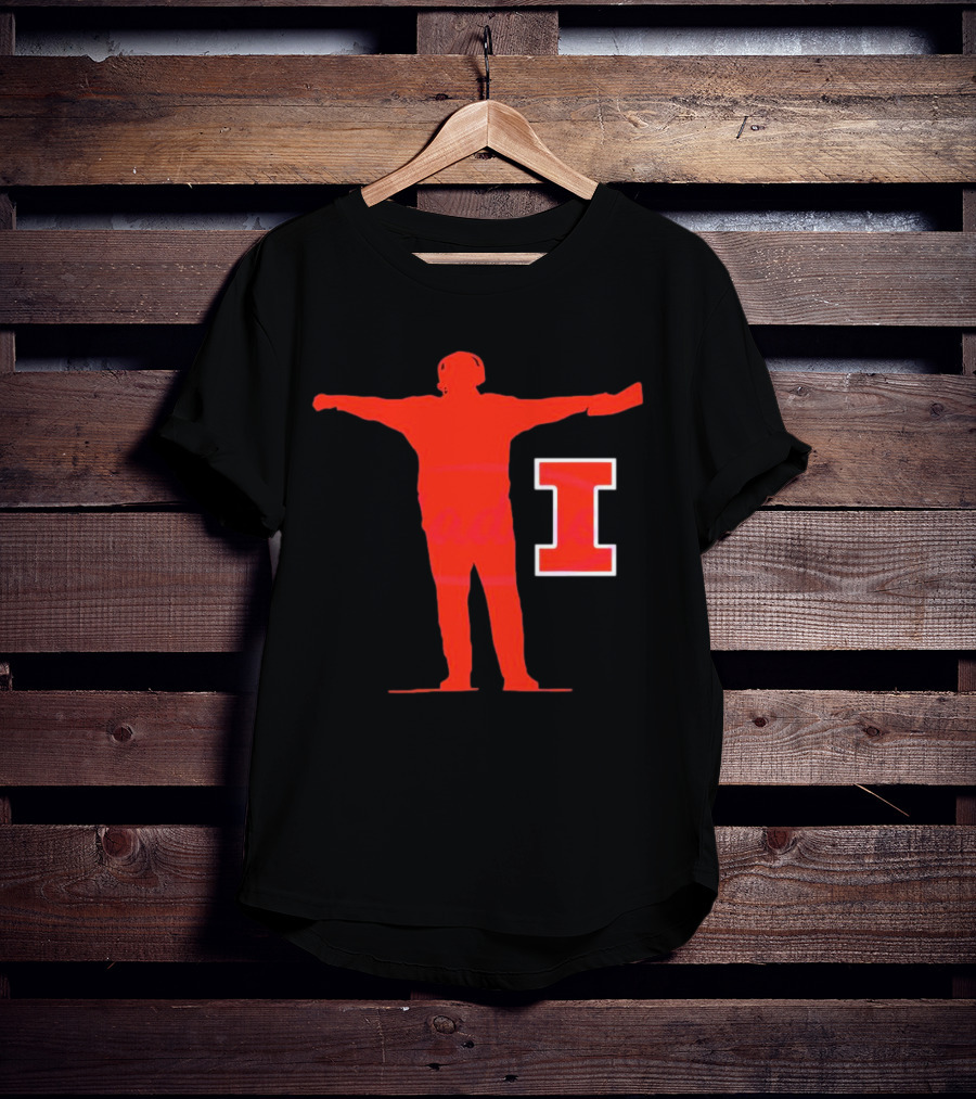 Bret Bielema Illinois Fighting Illini Football Coach Sign Silhouette With Block I T-Shirt