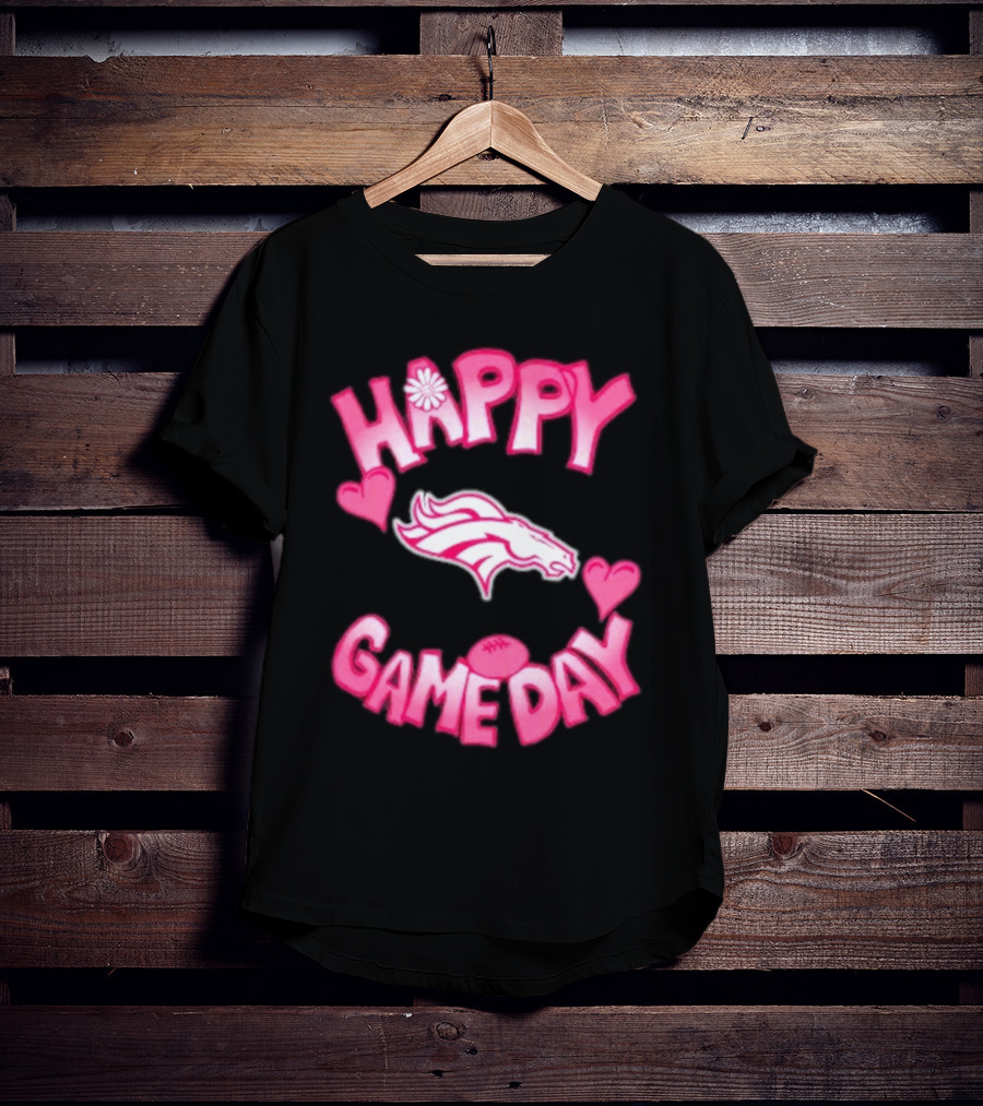 Valentine’s Day Happy Gameday Denver Broncos 2025 Football Hearts T-Shirt