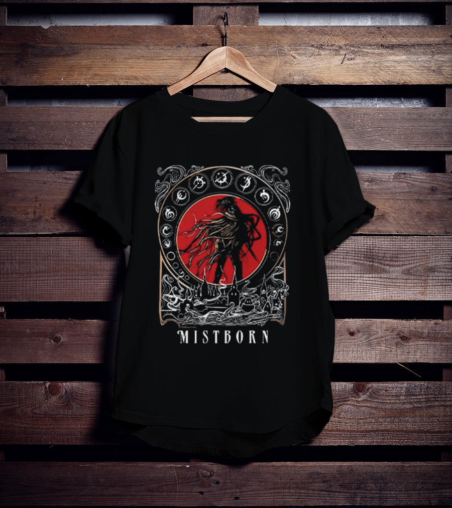 Brandon Sanderson Mistborn Gothic Fantasy Artwork With Red Circle And Symbols T-Shirt