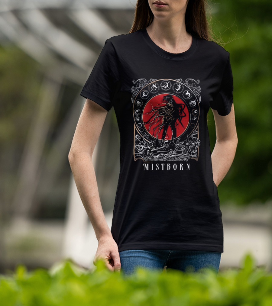 Brandon Sanderson Mistborn Gothic Fantasy Artwork With Red Circle And Symbols T-Shirt