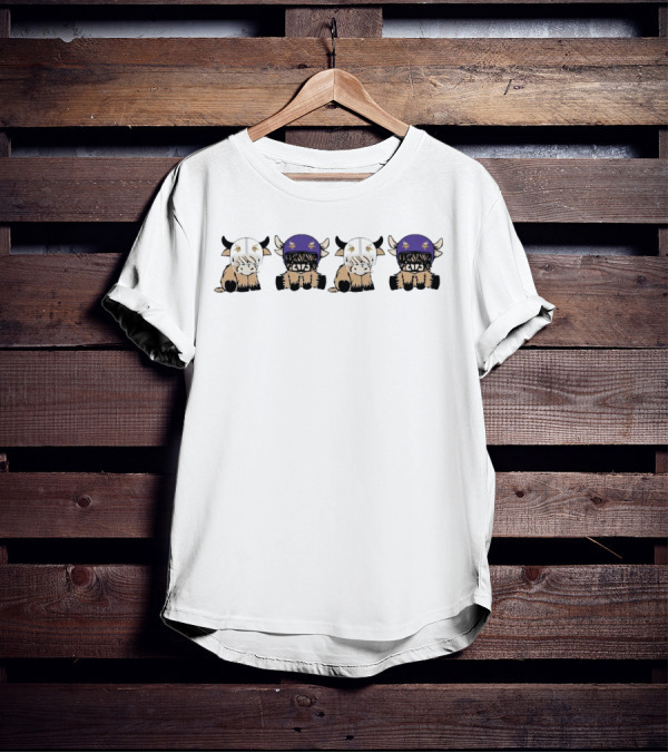 Minnesota Vikings Highland Cow Helmet T-Shirt