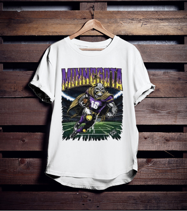 Minnesota Vikings Skeleton Player Football Run T-Shirt