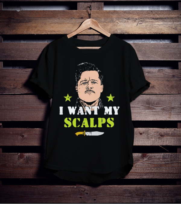 Aldo Raine I Want My Scalps Knife Stars T-Shirt