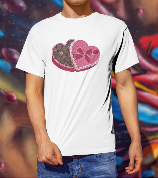 Heart Shaped Box Of Chocolates With Lace And Bow T-Shirt