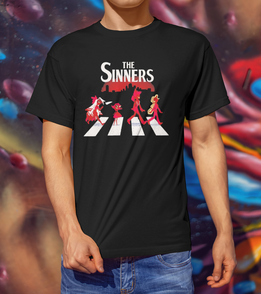 Hazbin Hotel The Sinners Abbey Road Characters Crossing T-Shirt