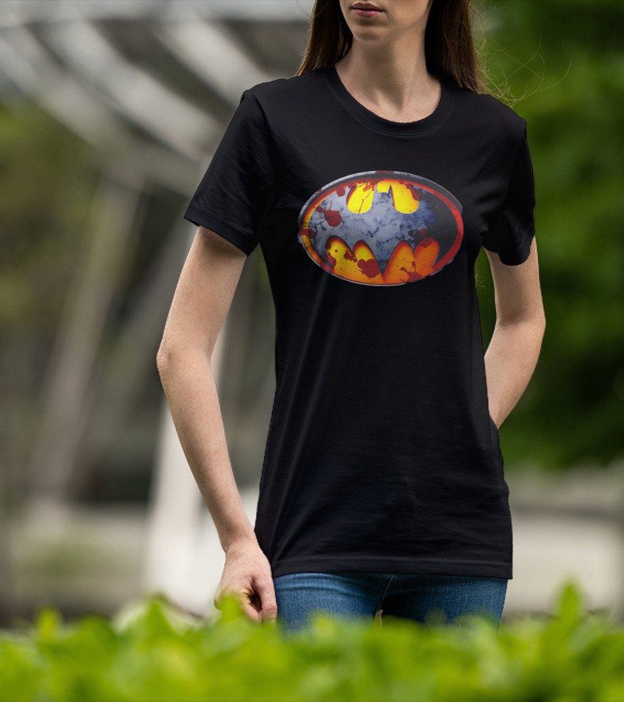 Batman Symbol With Grunge And Blood Splatter Effects T-Shirt