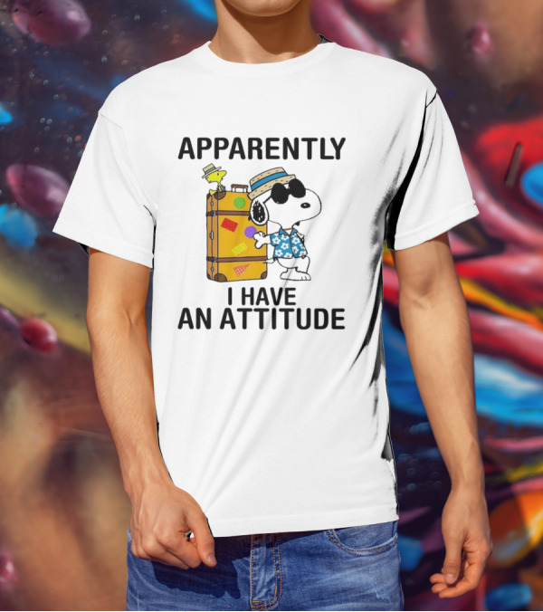 Apparently I Have An Attitude Snoopy With Woodstock And Suitcase T-Shirt