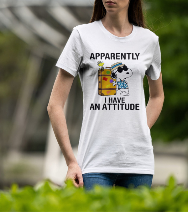 Apparently I Have An Attitude Snoopy With Woodstock And Suitcase T-Shirt