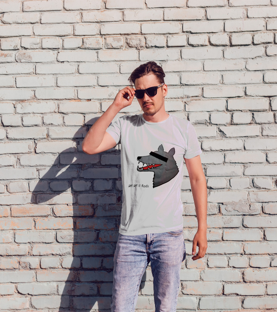 12 Rods Lost Time Wolf Head With Red And Black Accents T-Shirt