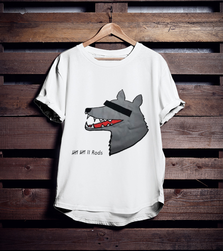 12 Rods Lost Time Wolf Head With Red And Black Accents T-Shirt