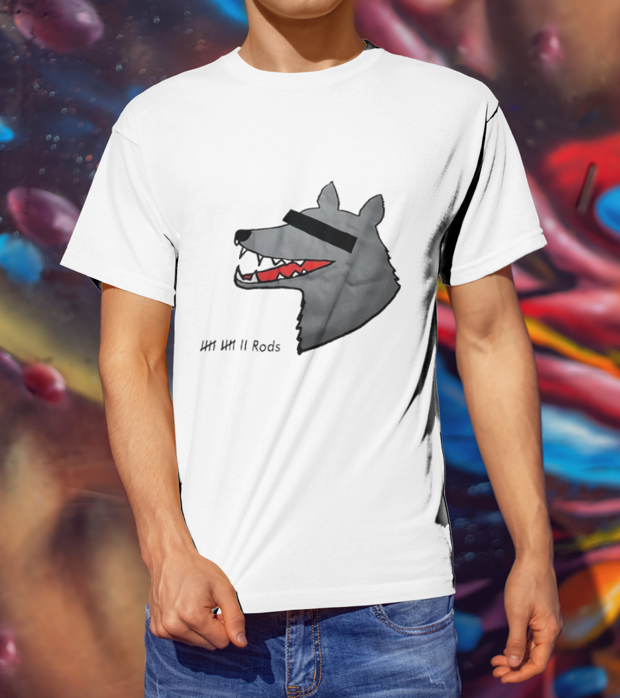 12 Rods Lost Time Wolf Head With Red And Black Accents T-Shirt