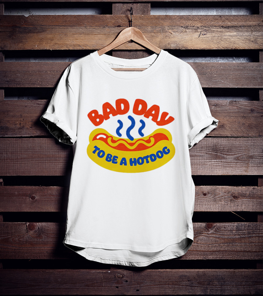 Bad Day To Be A Hotdog With Steaming Hotdog Graphic T-Shirt