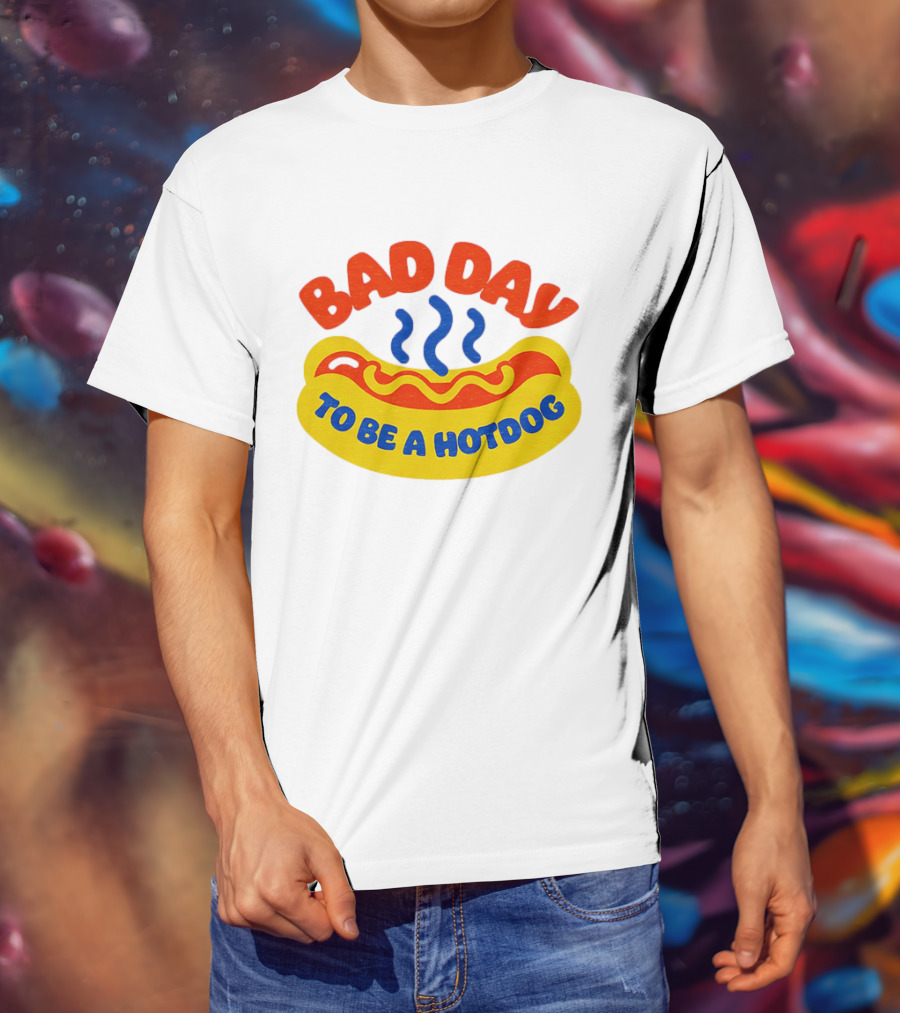 Bad Day To Be A Hotdog With Steaming Hotdog Graphic T-Shirt