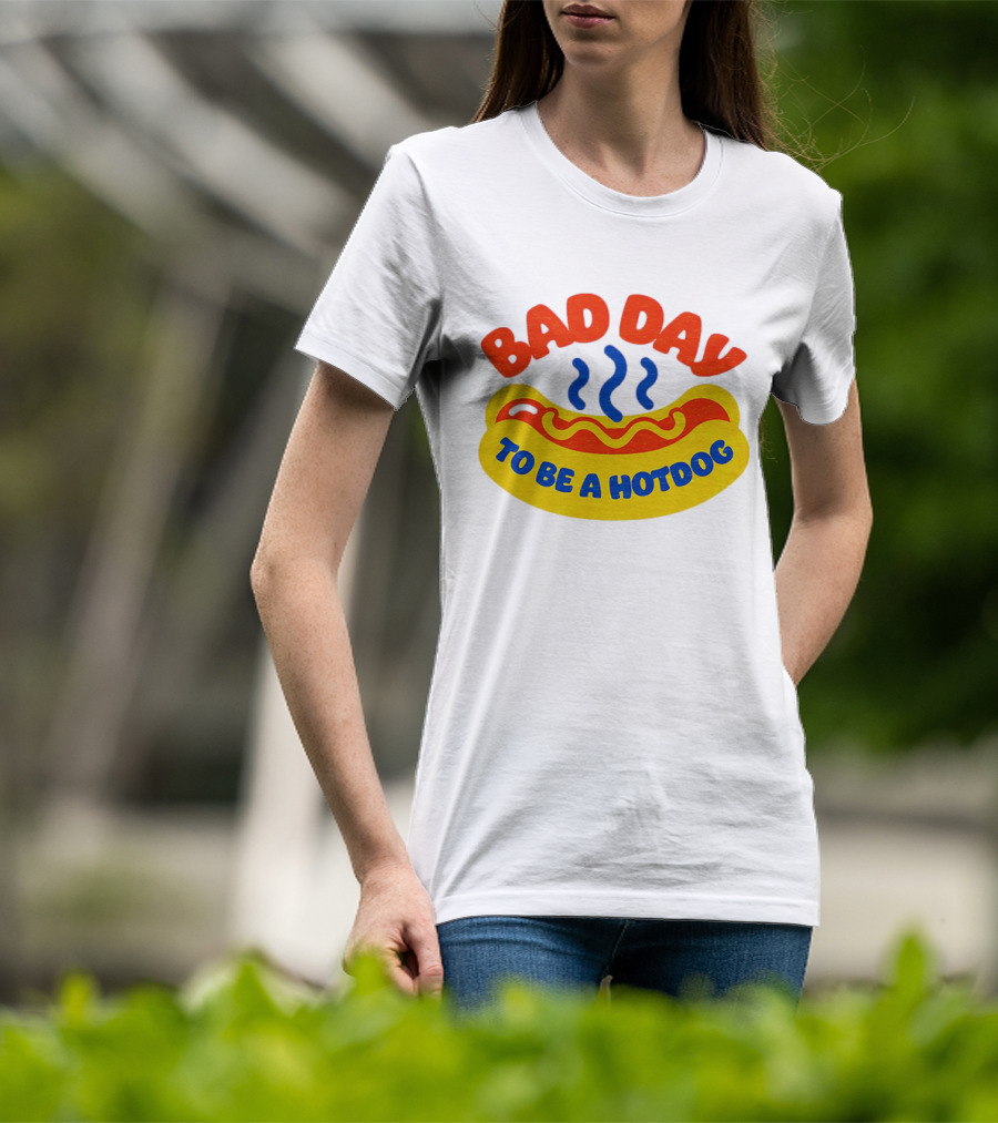 Bad Day To Be A Hotdog With Steaming Hotdog Graphic T-Shirt