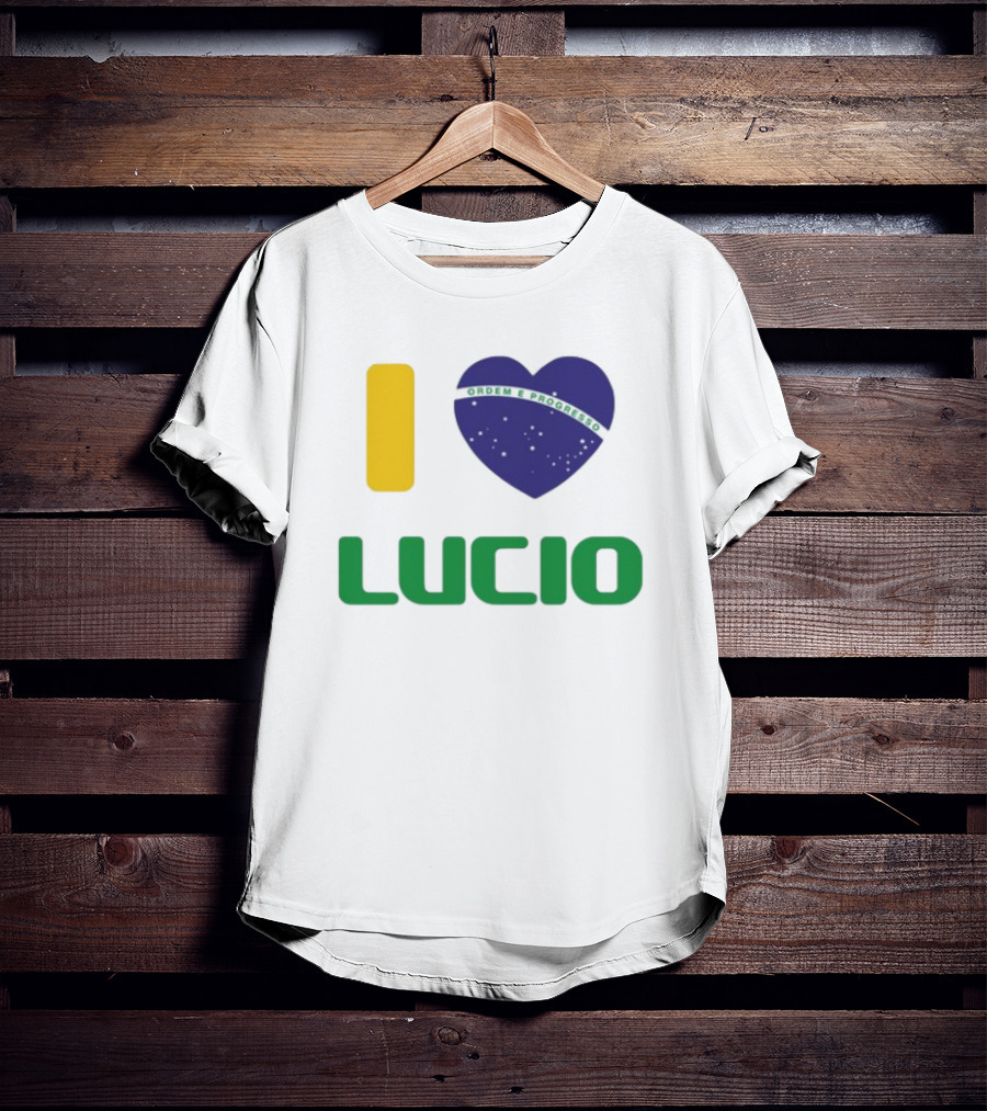 I Love Ordem E Progresso Lucio Brazil Heart Flag Style T-Shirt