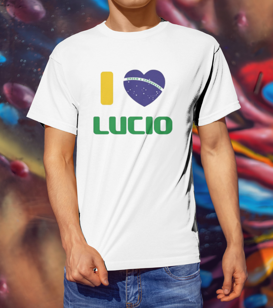 I Love Ordem E Progresso Lucio Brazil Heart Flag Style T-Shirt