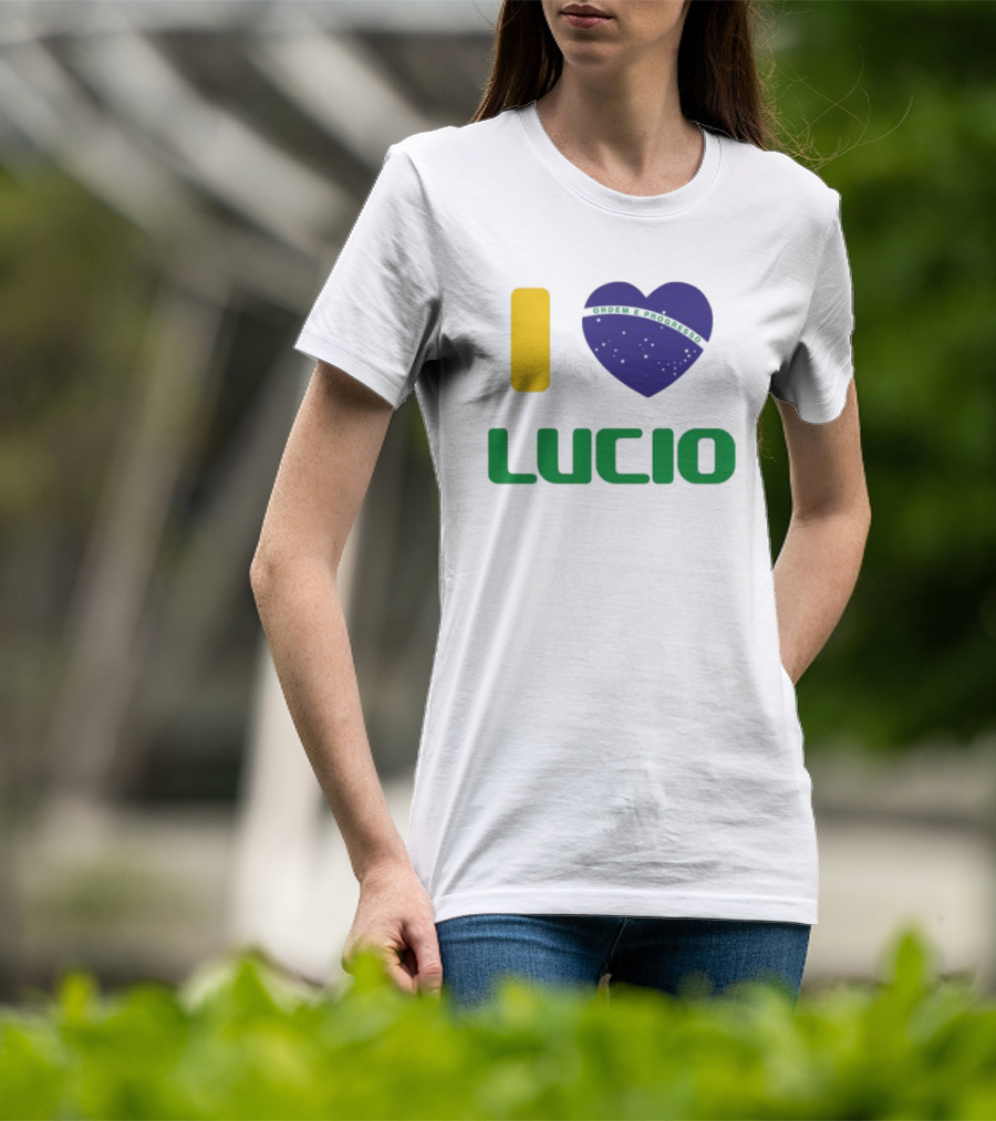 I Love Ordem E Progresso Lucio Brazil Heart Flag Style T-Shirt