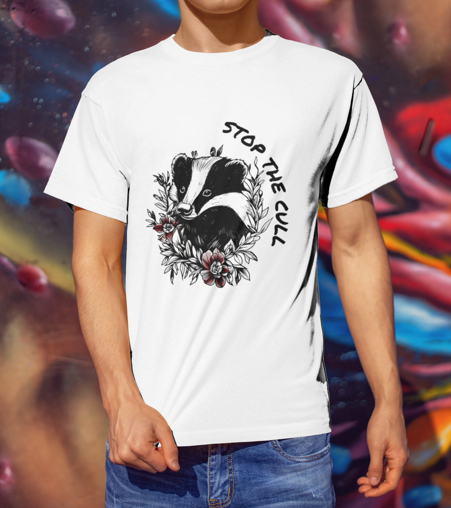 Badger Stop The Cull Floral Design T-Shirt