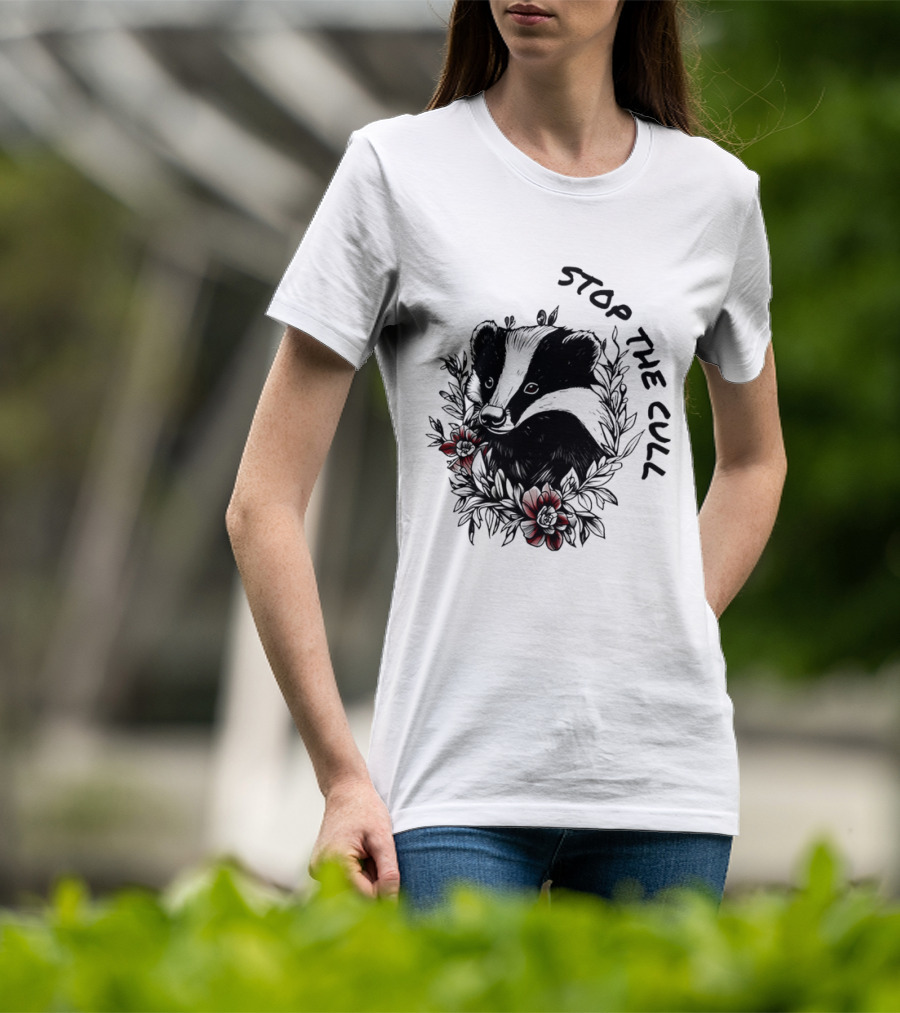 Badger Stop The Cull Floral Design T-Shirt