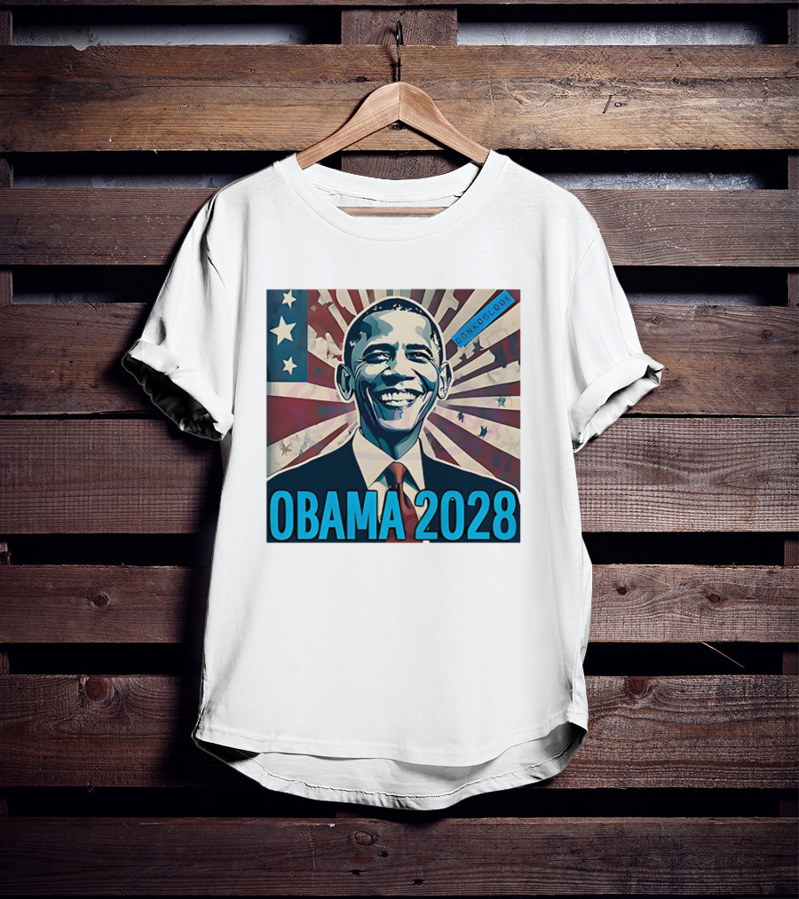 Obama 2028 American Flag Donkoolook T-Shirt