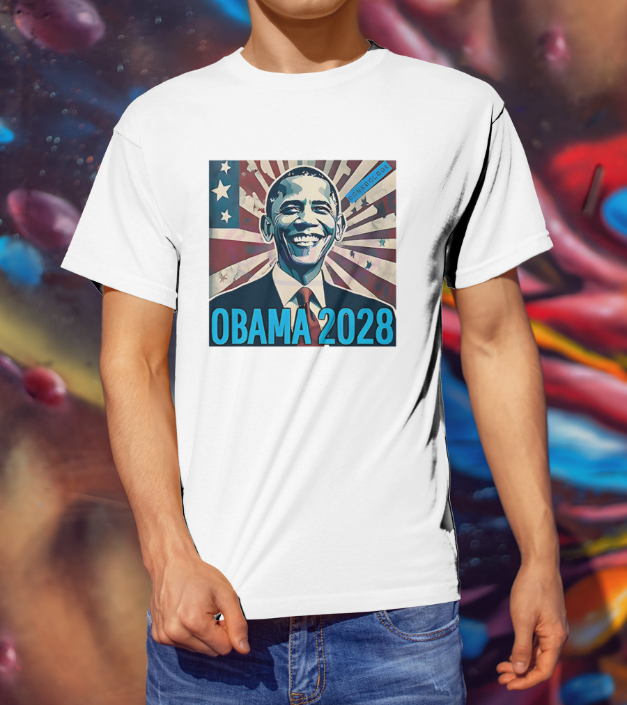 Obama 2028 American Flag Donkoolook T-Shirt