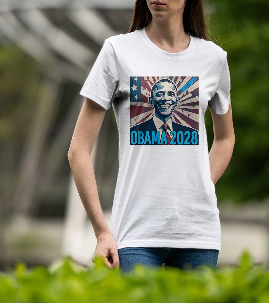 Obama 2028 American Flag Donkoolook T-Shirt