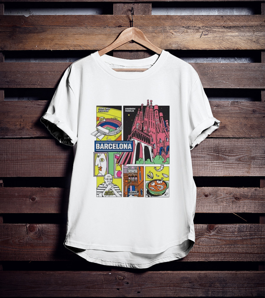 Barcelona Sagrada Familia Camp Nou Museu Picasso Gothic Quarter Paella T-Shirt