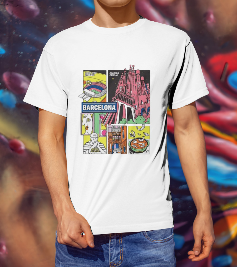 Barcelona Sagrada Familia Camp Nou Museu Picasso Gothic Quarter Paella T-Shirt