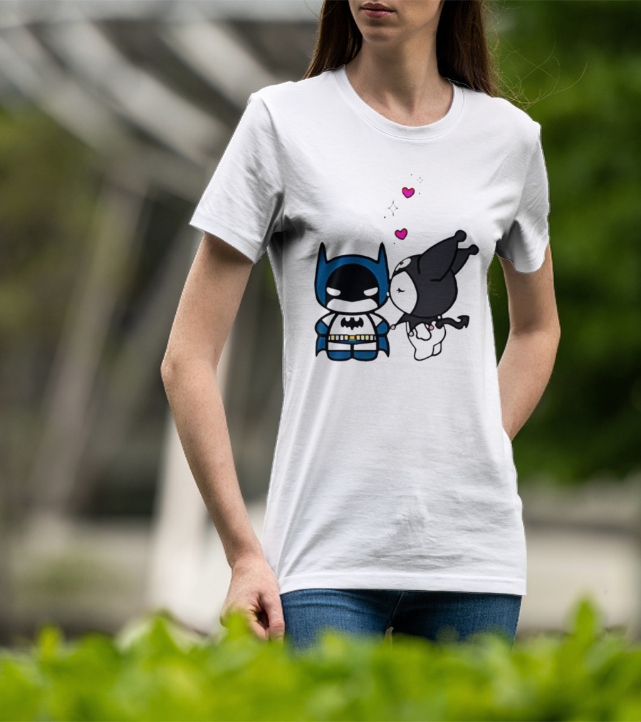 Batman Kuromi Kiss Cartoon With Hearts T-Shirt
