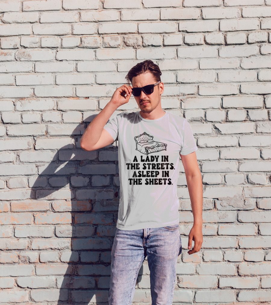 A Lady In The Streets Asleep In The Sheets Vintage Bed Illustration T-Shirt