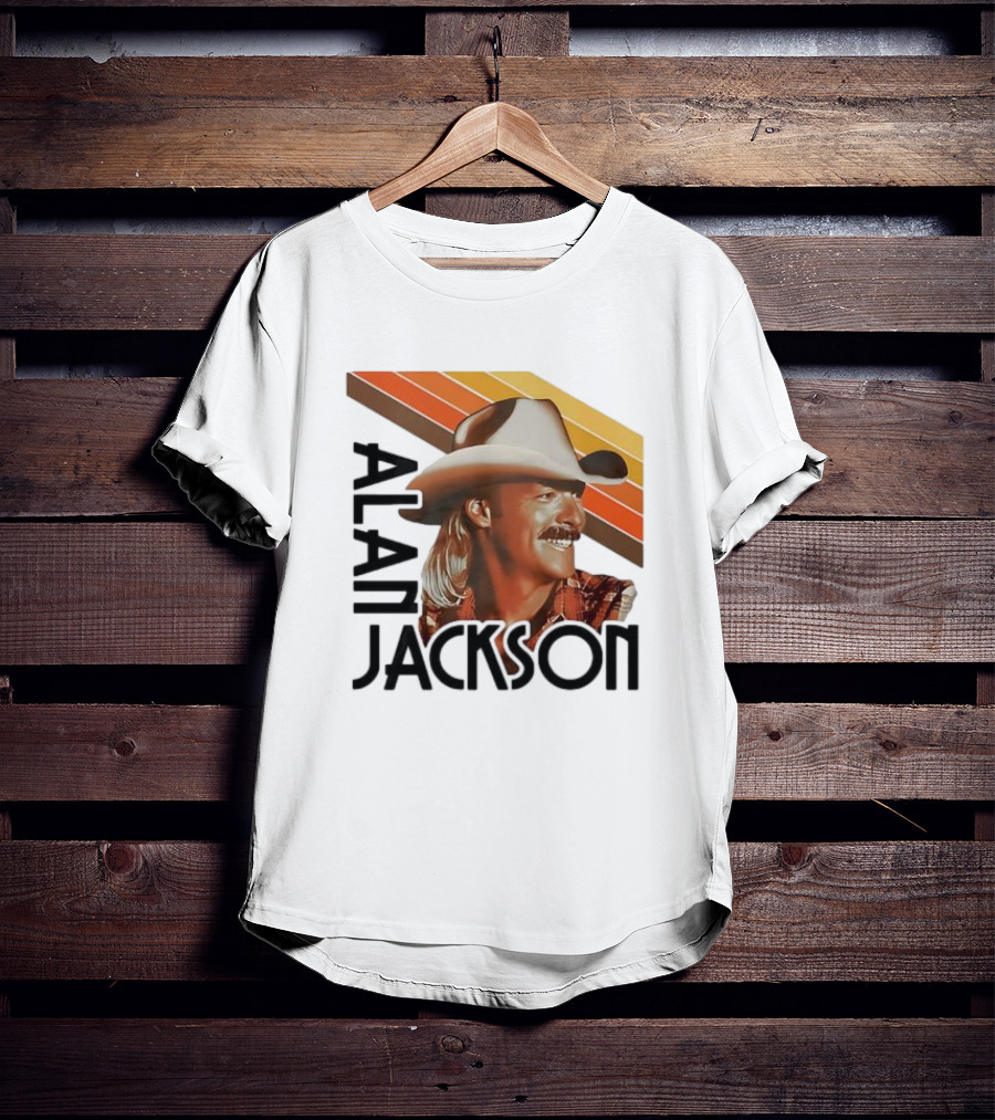 Alan Jackson Cowboy Hat Vintage Style Retro Stripes T-Shirt