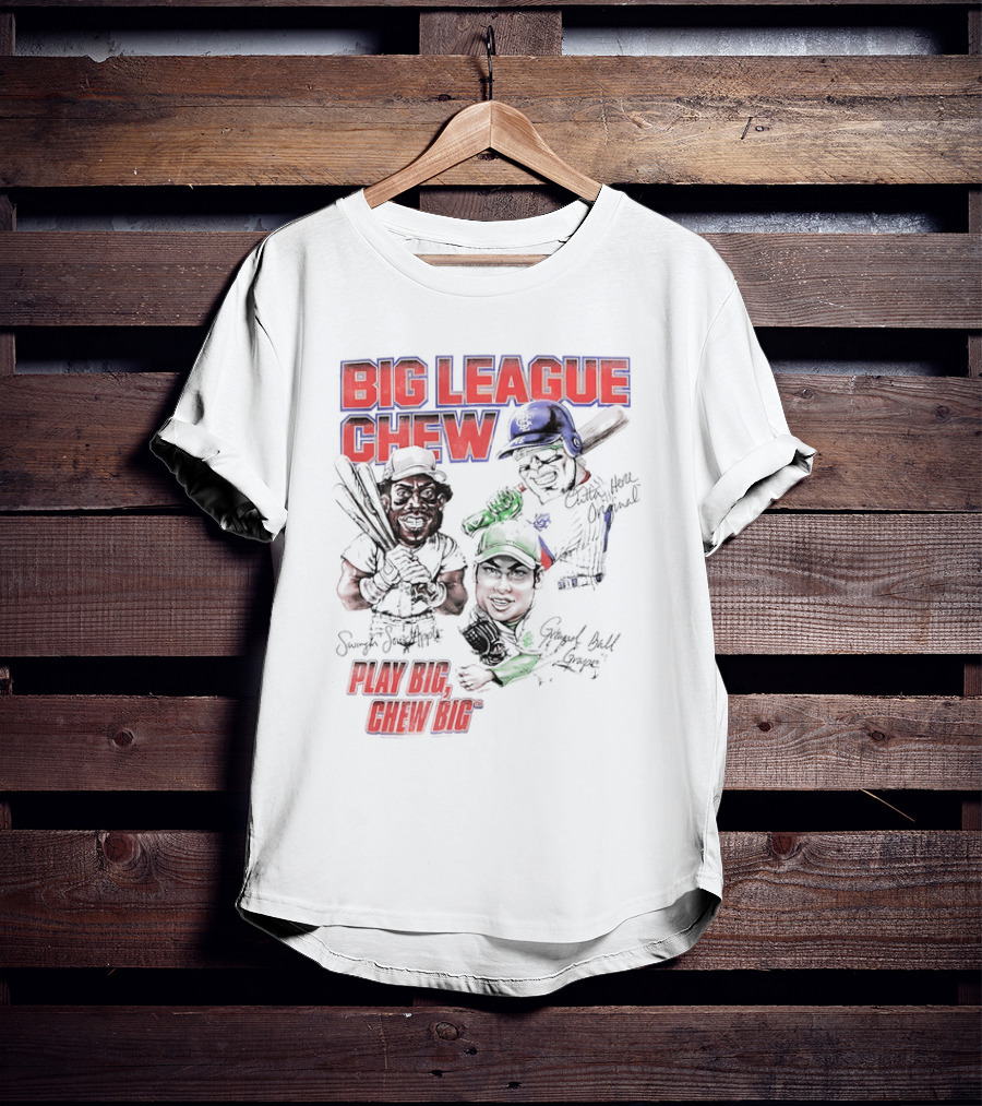 Big League Chew Play Big Chew Big Baseball Caricature T-Shirt