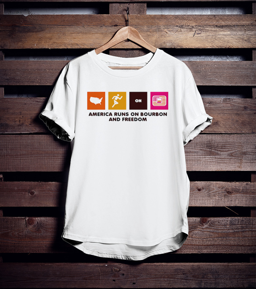 America Runs On Bourbon And Freedom Map Runner Flag T-Shirt