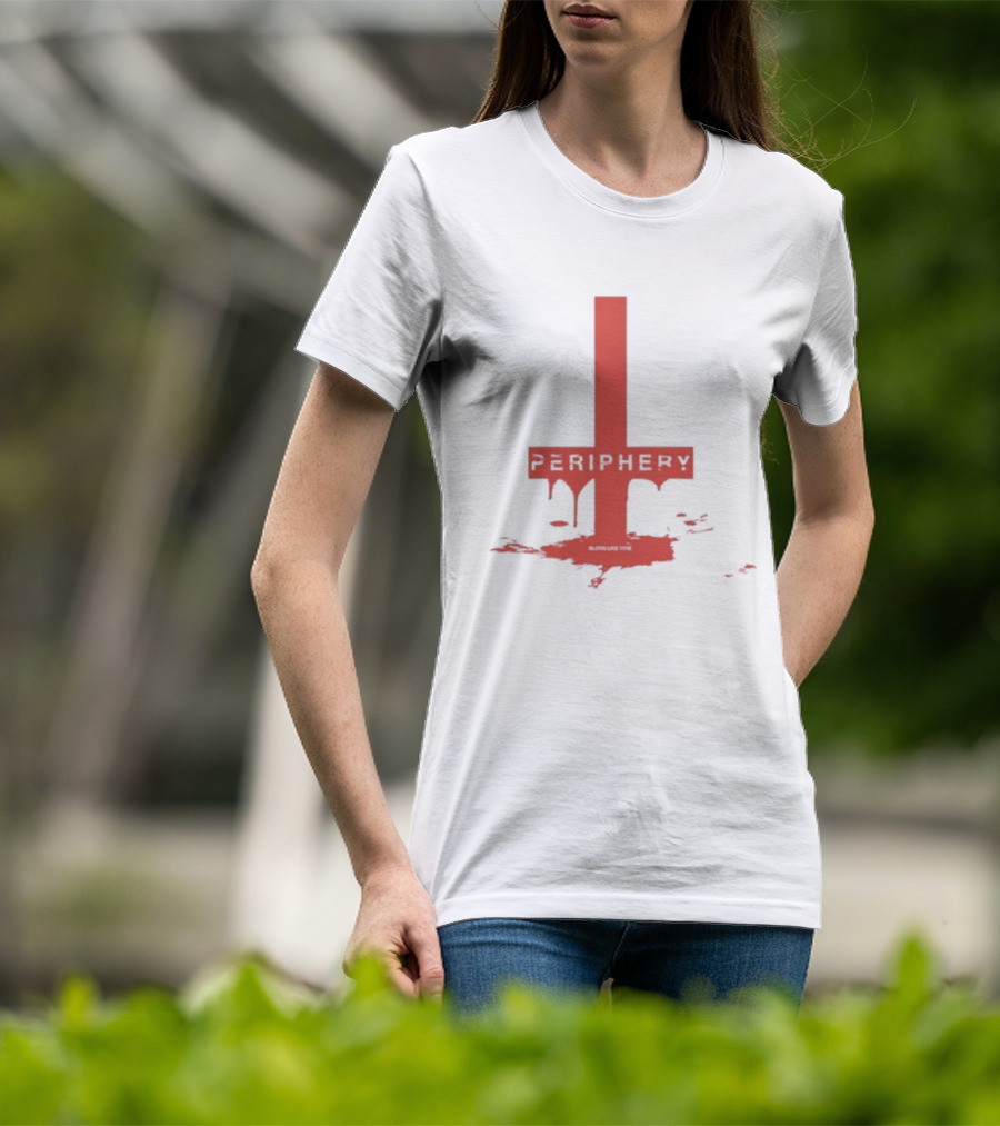 Periphery Blood Like Wine Dripping Cross Design T-Shirt