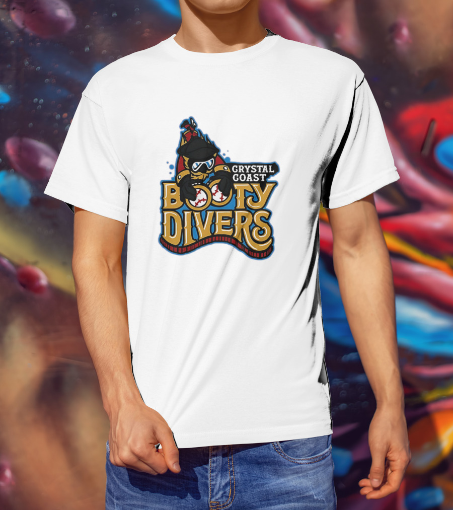 Crystal Coast Booty Divers Pirate Spyglass Emblem T-Shirt