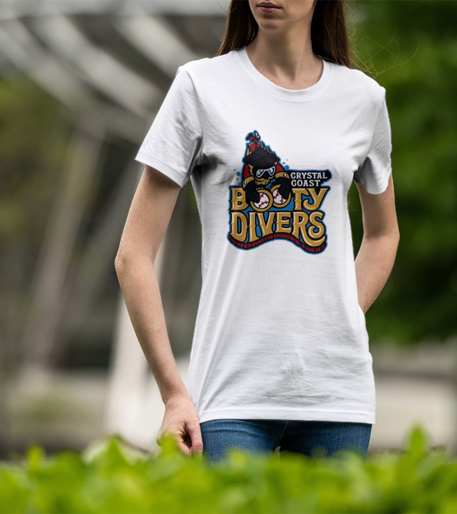 Crystal Coast Booty Divers Pirate Spyglass Emblem T-Shirt