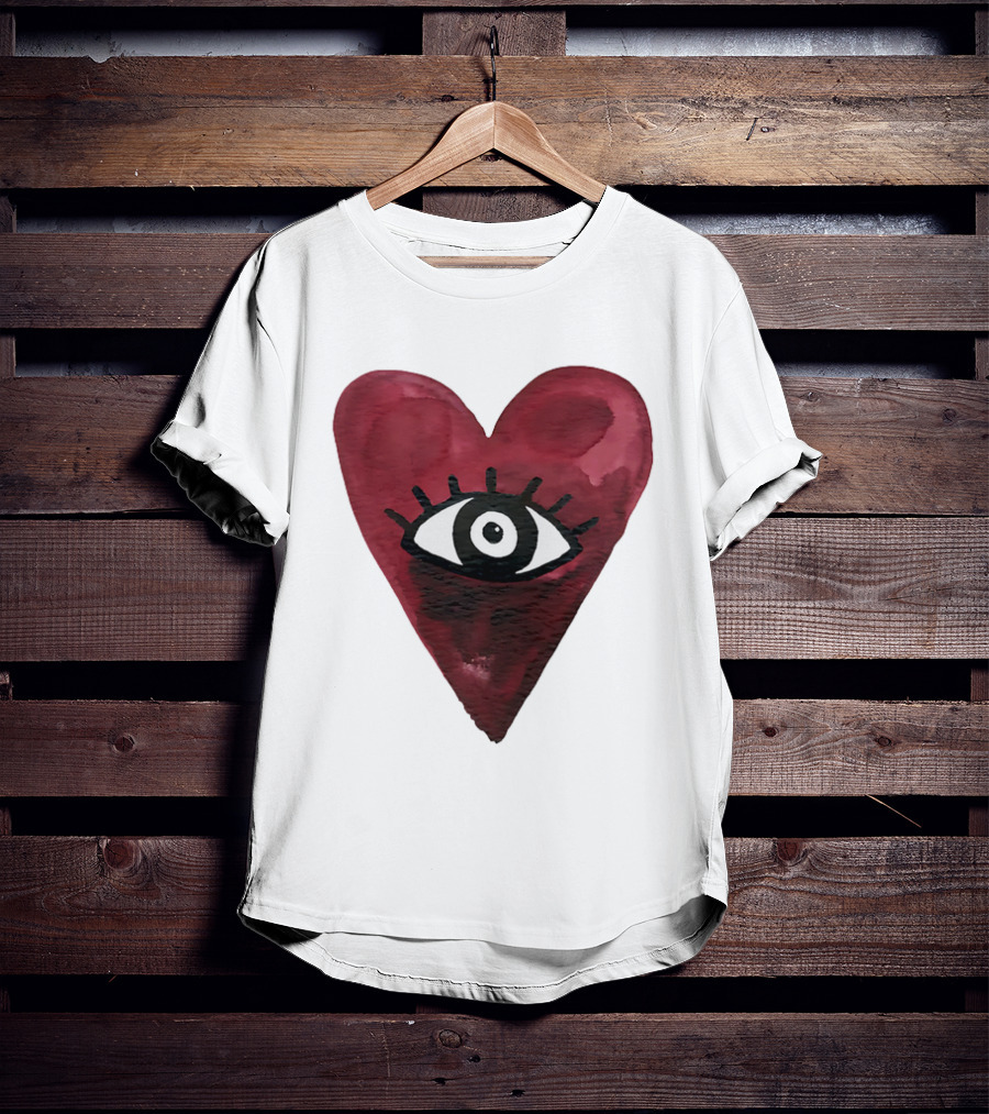 Burgundy Hearts Club Eye Retro T-Shirt