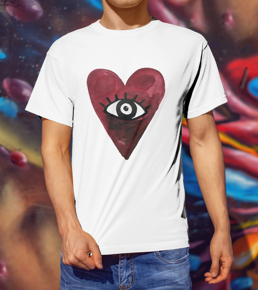 Burgundy Hearts Club Eye Retro T-Shirt