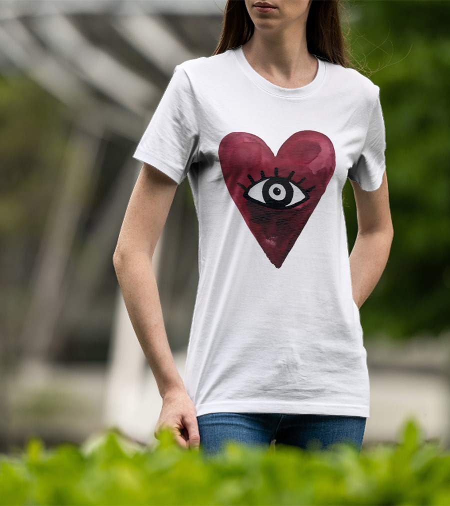 Burgundy Hearts Club Eye Retro T-Shirt