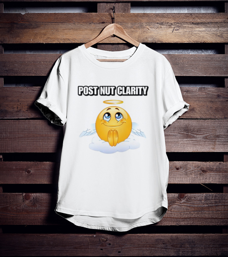 Cringeytees Post Nut Clarity Angel Emoji On Cloud T-Shirt