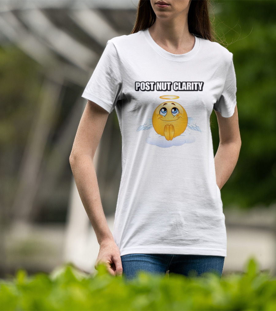 Cringeytees Post Nut Clarity Angel Emoji On Cloud T-Shirt