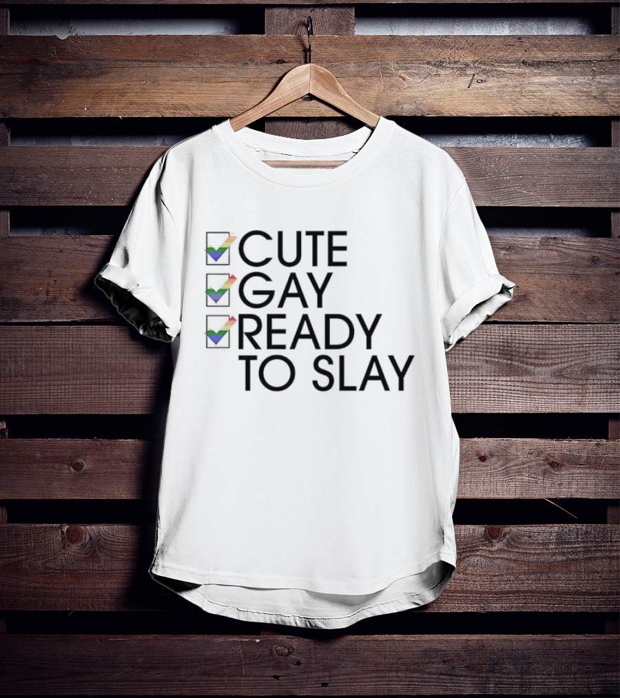 Cute Gay Ready To Slay Rainbow Checkmarks T-Shirt