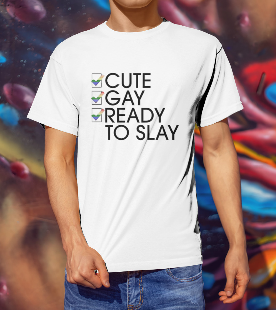 Cute Gay Ready To Slay Rainbow Checkmarks T-Shirt