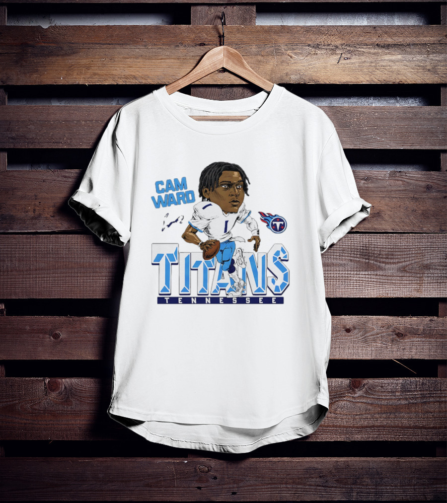 Cam Ward Tennessee Titans NFL Football Cartoon Character T-Shirt