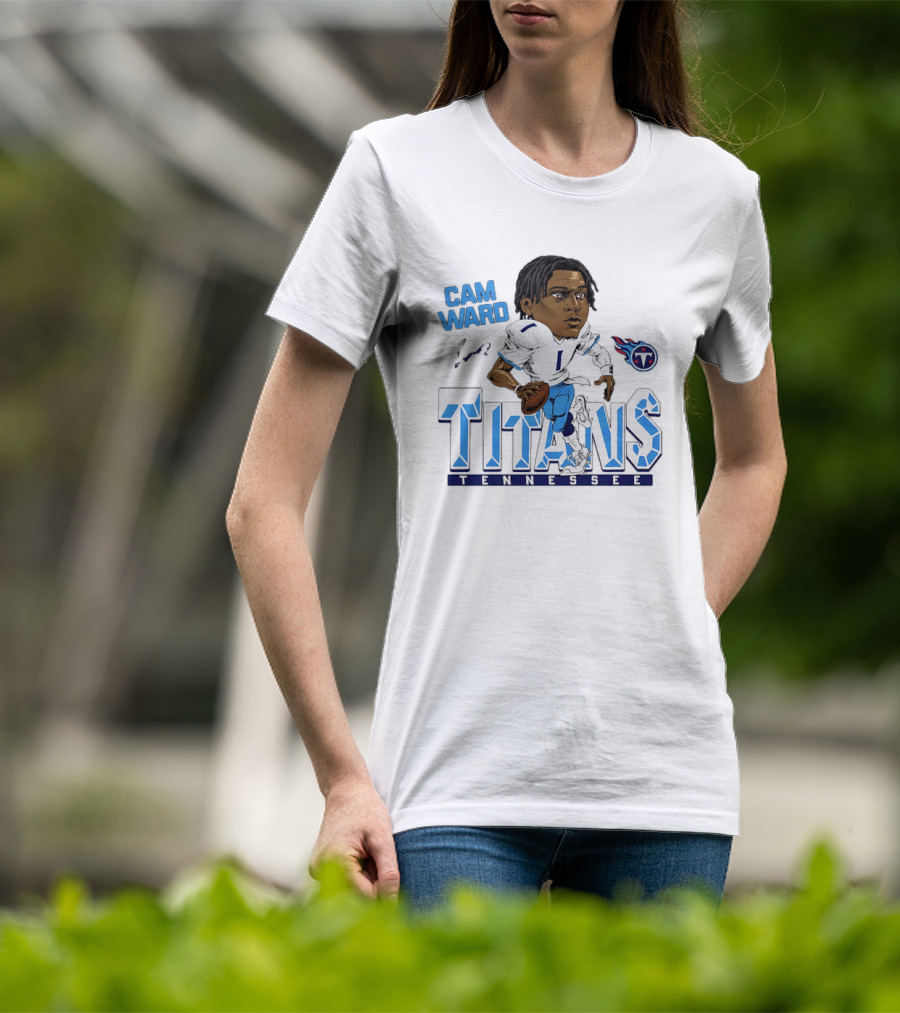 Cam Ward Tennessee Titans NFL Football Cartoon Character T-Shirt