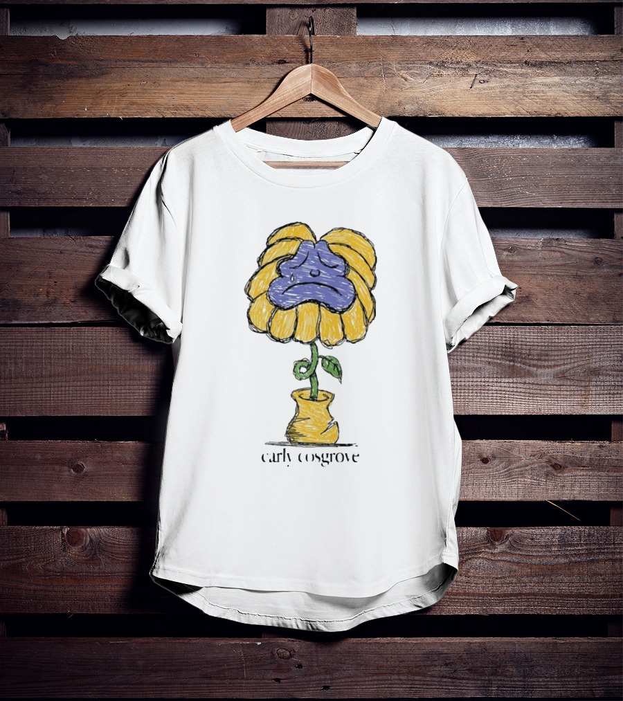 Carly Cosgrove Sad Flower Yellow Petals Blue Face Bloom T-Shirt