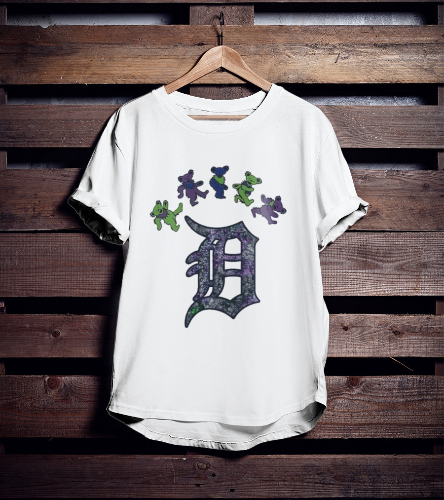 Detroit Tigers Grateful Dead Night 2025 Bears And D Logo T-Shirt