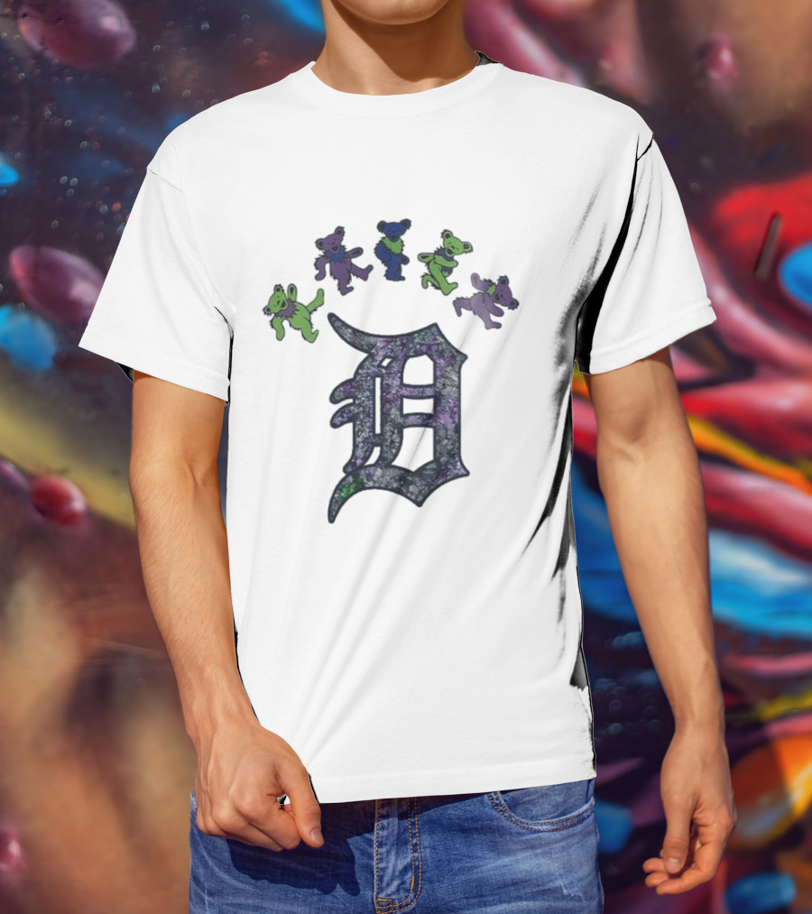 Detroit Tigers Grateful Dead Night 2025 Bears And D Logo T-Shirt