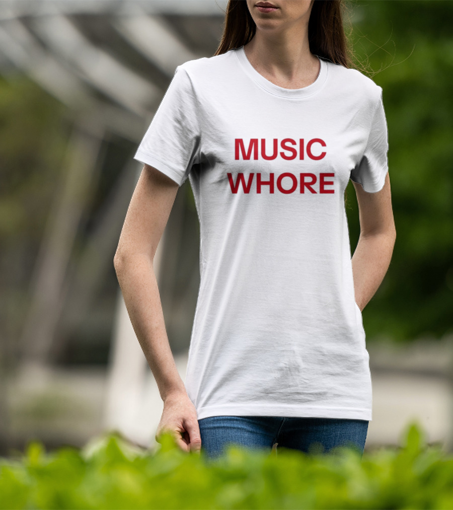 Divadelight Music Whore Bold Red Text Design T-Shirt
